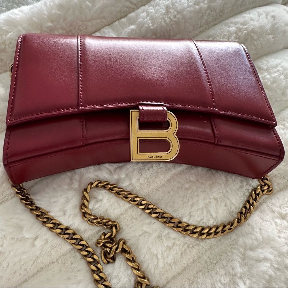 Balenciaga  Leather Clutch with Gold Chain